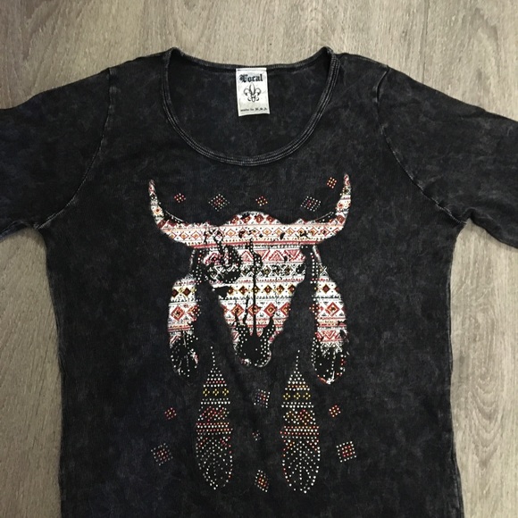 Vocal T Shirt, Buffalo Print vintage new with crystals - Picture 1 of 5